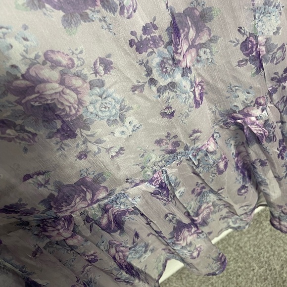 Arula | Off the Shoulder Natalie Purple Floral Maxi Dress Peasant Cottagecore - Picture 6 of 8